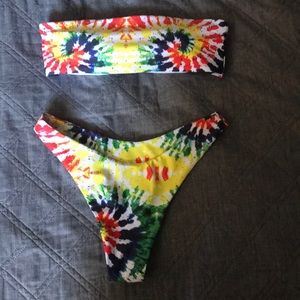 Selling a tube top bikini tie dye